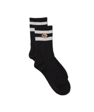 WEGO ラインモコイヌ刺繍クルーソックス ブラック