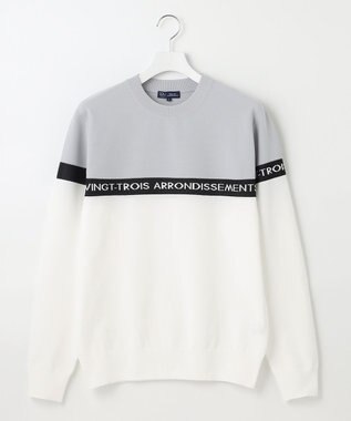 23区GOLF 【MEN】【ウォッシャブル】ロゴライン カラーニット ホワイト系