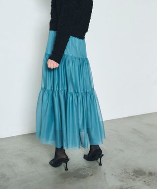 GRACE CONTINENTAL チュールティアードスカート ブルー