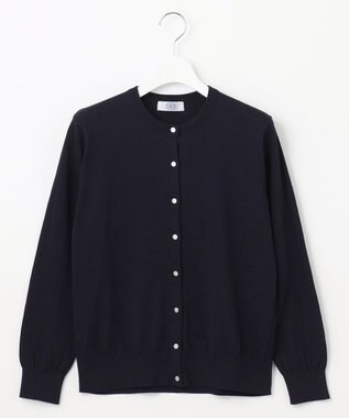 J.PRESS LADIES 【洗える】BASIC HT-COTTON クルーネック カーディガン ネイビー系