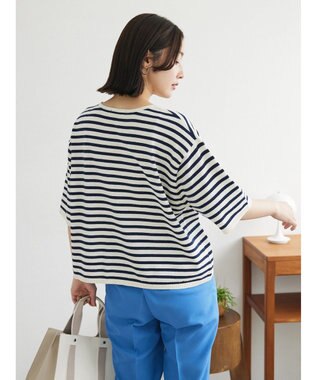 Green Parks 洗える　ニットＴシャツ Border Navy