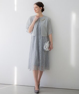 23区 【APPLAUDIR】ブライトフラワーレース ドレス グレイッシュブルー系