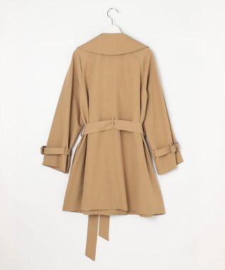 Feroux 【洗える】ラッフルカラーミドル丈 トレンチ キャメル系
