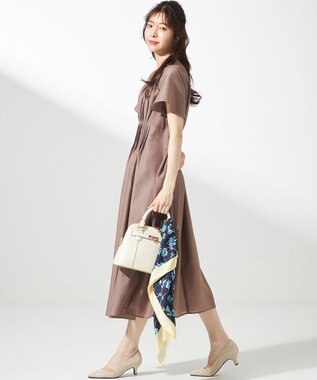 ANY SIS 【洗える】ピンタックハイウエスト ワンピース モカ