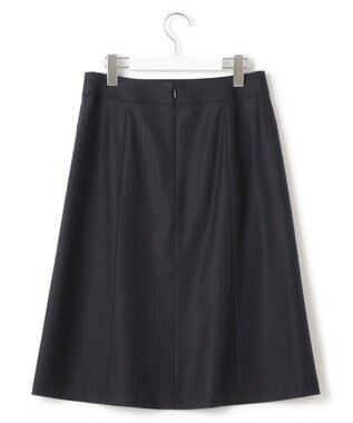 23区 【セットアップ対応】ファインネスウール フレア スカート ネイビー系ストライプ