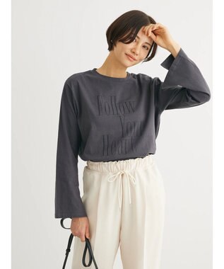 Green Parks ・Ｐｅｔｉｔ　Ｆｌｅｕｒ　ロゴｐｔフレアスリーブロンＴ Charcoal Gray