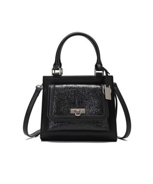 style code 【MERCURYDUO/マーキュリーデュオ】メタリッククラック調型押し フラップハンドバッグ ブラック