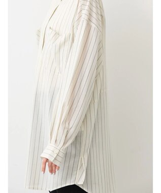 AMERICAN HOLIC イージーケア＋接触冷感　Ｗポケットシャツチュニック Stripe Ivory