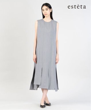 23区 L 【エステータ】ウールシルクギャバジン ランダムヘム ワンピース