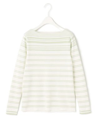 ICB 【洗える】 ハイブリッドボーダー ニットプルオーバー クリアホワイト×メロン系