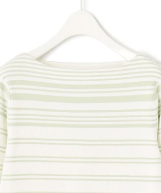 ICB 【洗える】 ハイブリッドボーダー ニットプルオーバー クリアホワイト×メロン系