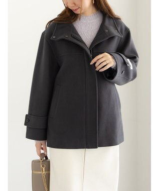 Te chichi ウールメルトンスタンドショートコート チャコールグレー