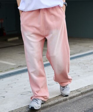 WEGO 【ウエストゴム/らくらくパンツ】アシッドウォッシュグラフィックスウェットパンツ ピンク