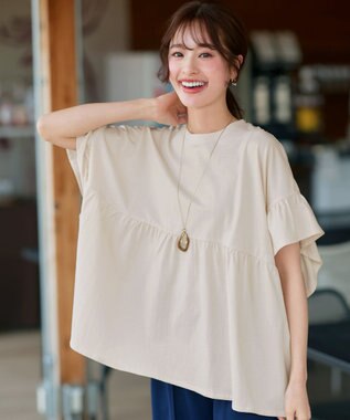 Tiaclasse 【新色追加】ギャザー切り替えフレアプルオーバー アイボリー