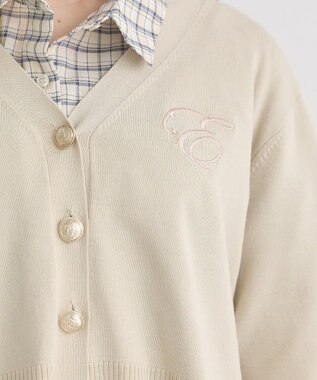 earth music&ecology ロゴ刺繍カーディガン Ivory