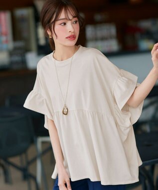 Tiaclasse 【新色追加】ギャザー切り替えフレアプルオーバー アイボリー