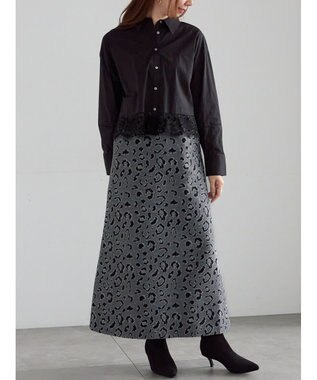 Te chichi スカラップレース切替シャツブラウス ブラック