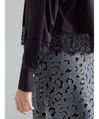 Te chichi スカラップレース切替シャツブラウス ブラック