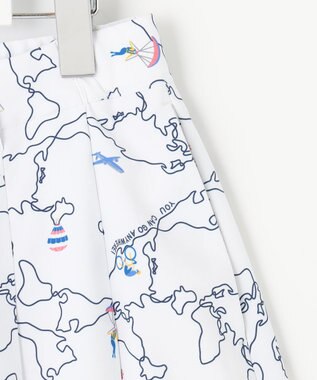 23区GOLF 【WOMEN】ワールドマップ柄 ボックスプリーツ入り キュロットスカート ホワイト系5