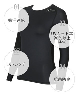 CW-X 【WOMEN】　機能性トップス　SECOND　BODY　2.0　吸汗速乾　UVカット率90%以上　抗菌防臭　丸首・長袖　/ワコール　CHY029 ブラック