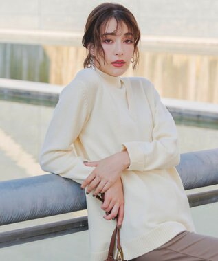 Tiaclasse 【洗える】重ね着風ニットトップス エクリュ