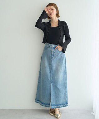 YECCA VECCA 【2点SET】キャミセット襟付きZIPカーディガン Black