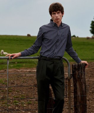 JOSEPH ABBOUD 【オーガニックコットン使用】オー ガニックコットンカラーストライプシャツ ネイビー系1