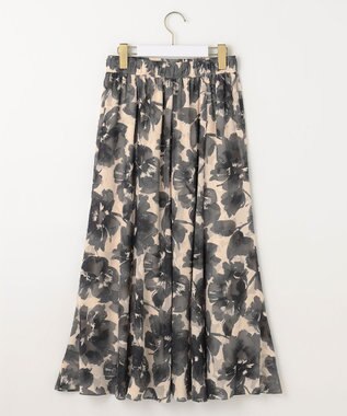 ANY SIS 【洗える】アートフラワープリント スカート ブラック系