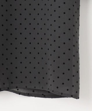 J.PRESS LADIES 【洗える】ドットフロッキープリント フレア カットソー スレートベース系