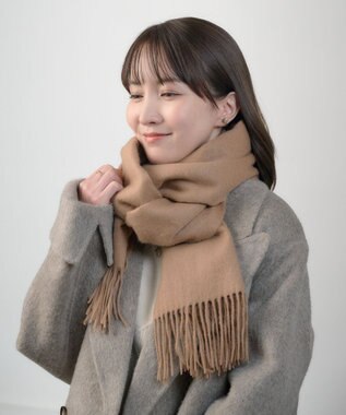 MOONBAT プラスムーンバット (+moonbat) カシミヤ100％無地ストール 洗える 190㎝×50㎝ キャメル