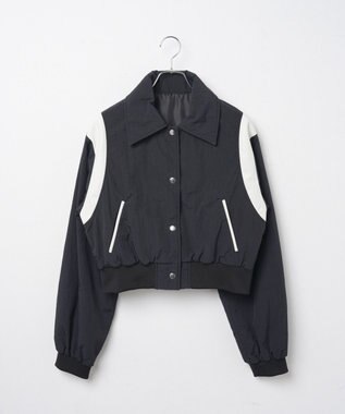 WEGO ナイロン切替ショートスタジャン ブラック