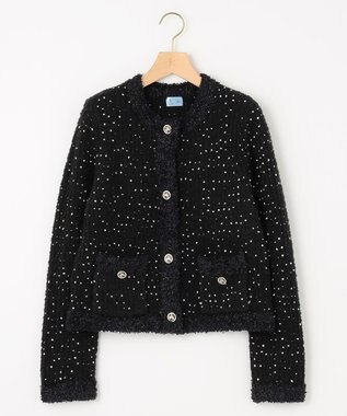組曲 S 【組曲×setsuko sagittaire】サジテール釦ツイードニットジャケット ブラック系