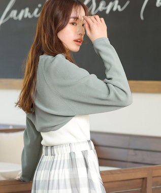 Tiaclasse 【洗える】クロップドニットボレロ ミント