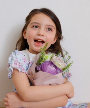 ANY KIDS オン・オフショルダー チューリップ ワンピース サックスブルー系