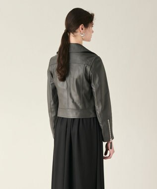 GRACE CONTINENTAL ラムレザーライダースジャケット チャコール