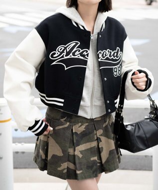 WEGO スタジアムロゴショートスタジャン ブラック