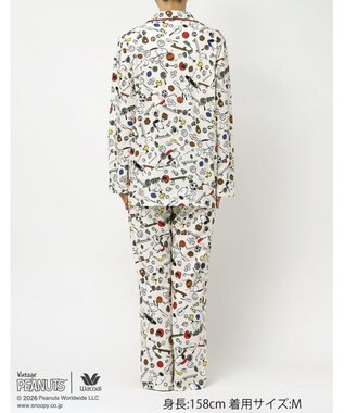 WACOAL PEANUTS パジャマ 長袖 長ズボン 綿100%(本体) スヌーピー レディース FDX562 /ワコール アイボリー