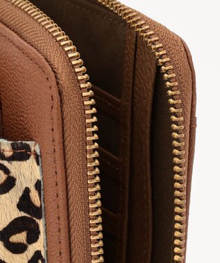 UNBILLION perche 牛革ハラコタイプ×ゴートモバイルウォレットショルダー キャメル