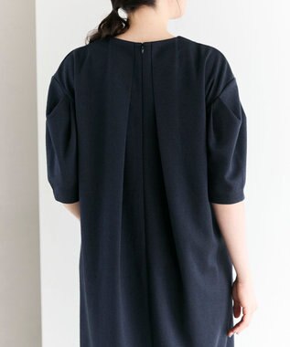 #Newans 【セレモニーにも/洗濯機可】パフスリーブロングワンピース​ ネイビー