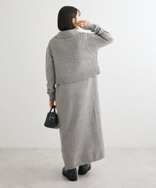 Green Parks ＳＥＴ２点ケーブルベスト＋ニットワンピース Gray