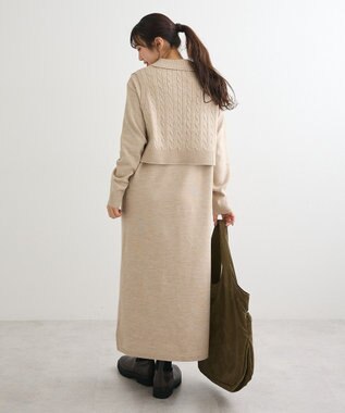 Green Parks ＳＥＴ２点ケーブルベスト＋ニットワンピース Beige
