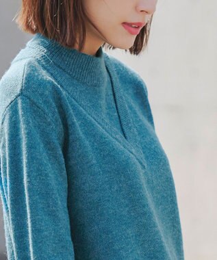 Tiaclasse L 【洗える】重ね着風ニットトップス ターコイズ