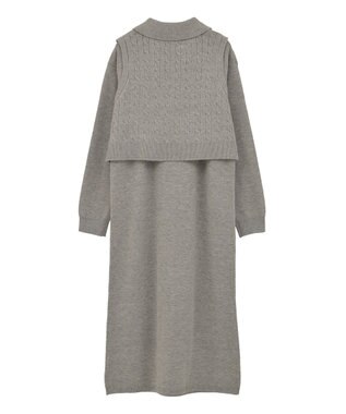 Green Parks ＳＥＴ２点ケーブルベスト＋ニットワンピース Gray
