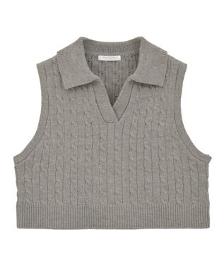 Green Parks ＳＥＴ２点ケーブルベスト＋ニットワンピース Gray