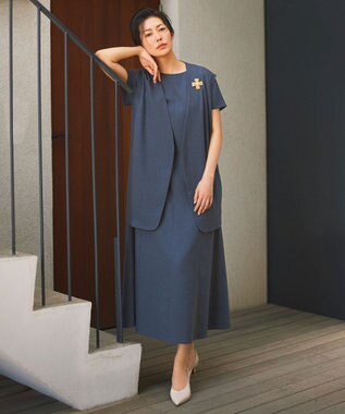 自由区 【カタログ掲載・接触冷感・UVカット・洗える】リネンミックスツィル ワンピース インク