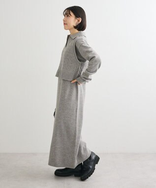 Green Parks ＳＥＴ２点ケーブルベスト＋ニットワンピース Gray