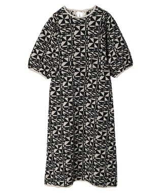 Green Parks ａ．ニットジャガード柄ワンピース Black