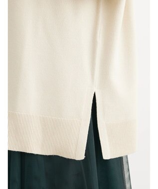 Green Parks もちやわ　ボートネックニットチュニック Light Beige