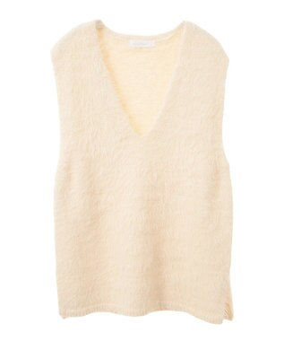 Green Parks ・Ｐｅｔｉｔ　Ｆｌｅｕｒ　シャギーＶネックベスト Ivory