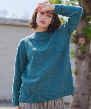 Tiaclasse L 【洗える】重ね着風ニットトップス ターコイズ